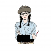文艺马尾辫子女画家头像图片