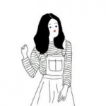 手绘简约黑白少女头像图片,少女星球