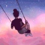 梦幻荡秋千女生背影头像图片