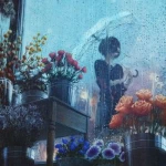 伤感雨中打伞女生头像图片