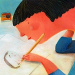 绘画女生思念头像图片