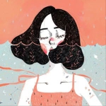 伤感闭眼女头漫画图片