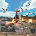 梦幻快乐骑扫把动漫女生头像图片