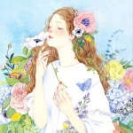 细嗅花香文艺女生手绘头像图片