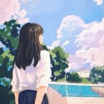 励志积极向上漫画女生背影头像