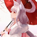 漫画的古风图片女子红衣撑伞头像