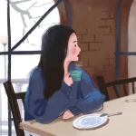 喝咖啡动漫女头图片