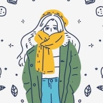 寒冬简约漫画女孩头像图片