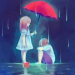 情侣有爱暖心雨中打伞头像图片