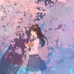 樱花树下听歌浪漫漫画少女头像图片