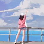 漫画青春励志女生背影头像图片