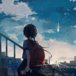 动漫伤感背包背影女头图片