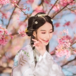 唯美桃花中古风女子头像图片