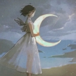 文艺长翅膀意境动漫女头图片