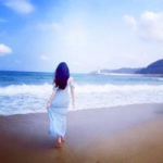 海边背影女神头像图片,柳叶弯眉