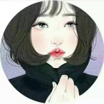 圆形时尚动漫红唇女头图片,因为她漂亮呀