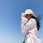 干净蓝色系唯美真人女头图片