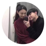 双人的圆形头像情头图片