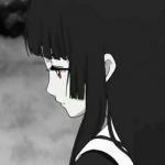 丧系高清黑白的黑暗系女头动漫图片