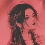 暗红色的滤镜古风动漫高清女头图片