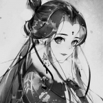 动漫好看高清的黑白古风女头图片