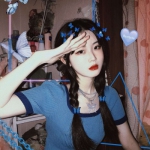 微信高清真人蓝色系头像女