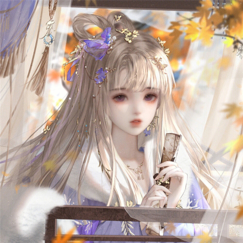 唯美手绘古风动漫女生拿扇子头像图片(图2)