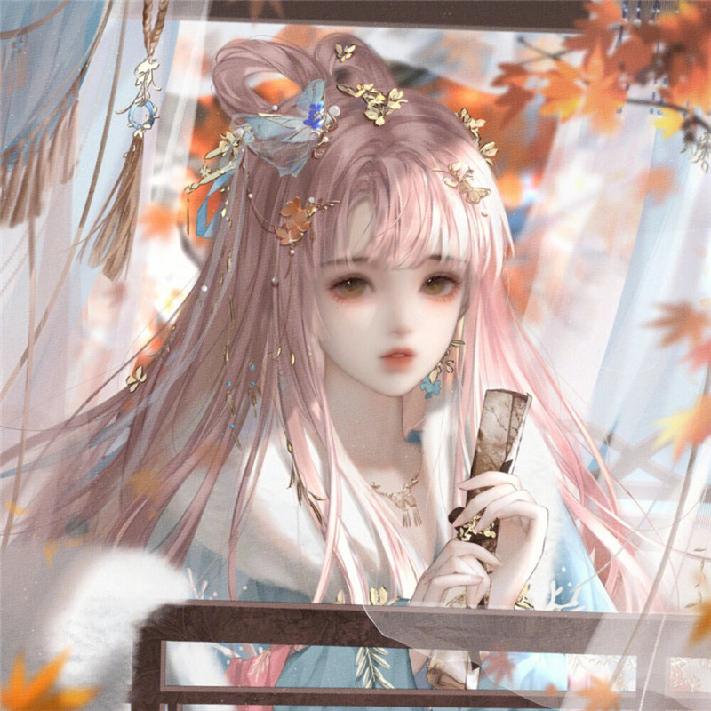唯美手绘古风动漫女生拿扇子头像图片(图7)