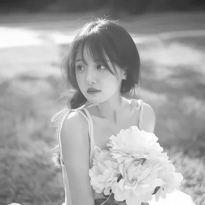 美丽漂亮小姐姐黑白头像图片(图41)