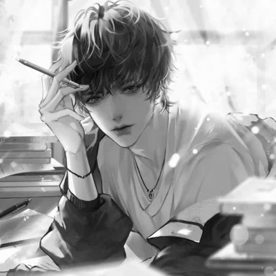 高品质黑白动漫男头图片(图66)
