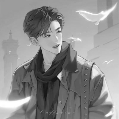 高品质黑白动漫男头图片(图47)