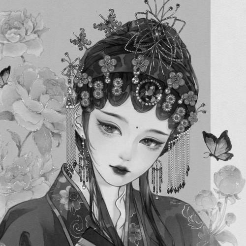 女生好看高清黑白古风头像图片(图72)