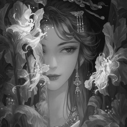 女生好看高清黑白古风头像图片(图67)
