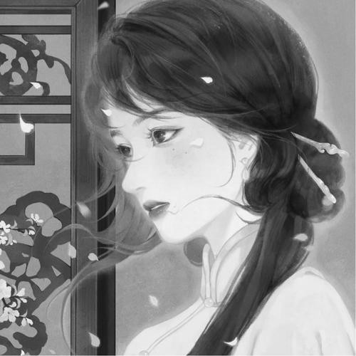 女生好看高清黑白古风头像图片(图74)