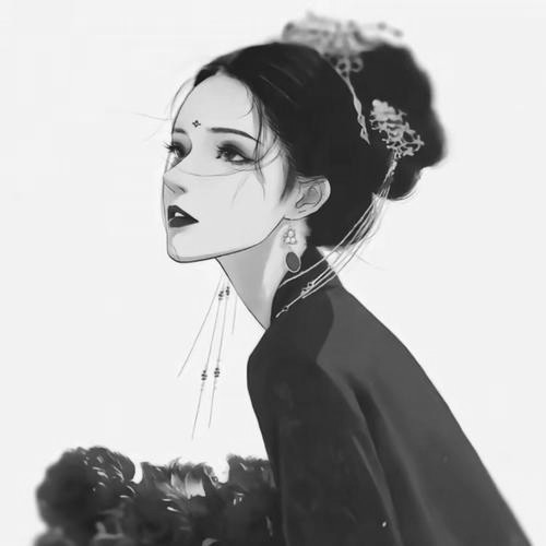 女生好看高清黑白古风头像图片(图83)