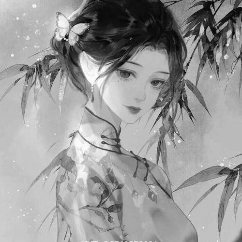 女生好看高清黑白古风头像图片(图59)