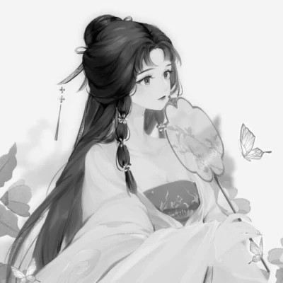 古代女子黑白古风头像(图80)