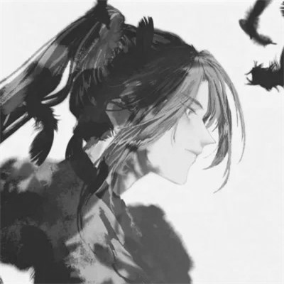 男生帅气古风黑白头像图片(图96)