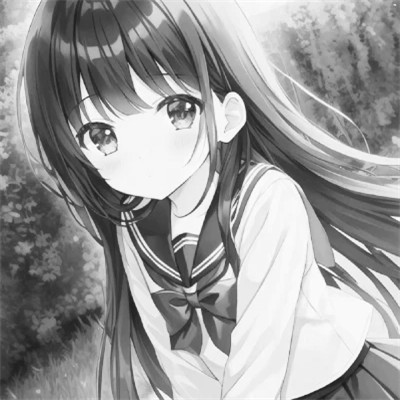 高品质黑白动漫女生头像(图64)