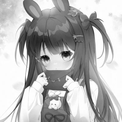高品质黑白动漫女生头像(图55)