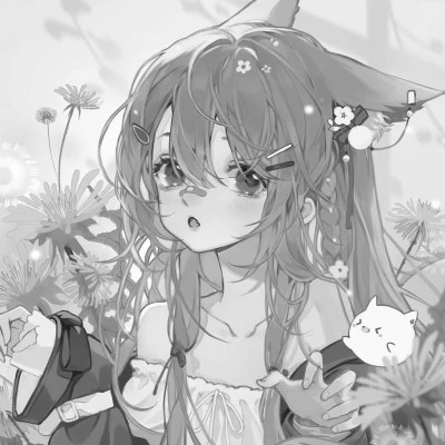 超好看的黑白漫画女生头像图片(图24)