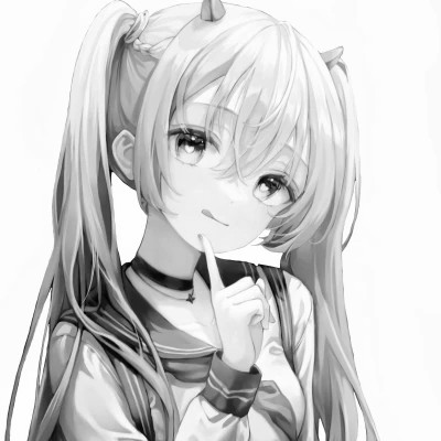 高品质黑白动漫女生头像(图50)