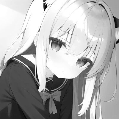 高品质黑白动漫女生头像(图38)