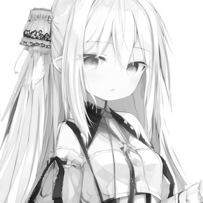 高品质黑白动漫女生头像(图15)