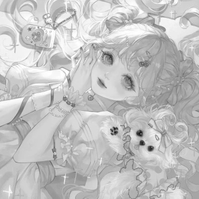 超好看的黑白漫画女生头像图片(图43)