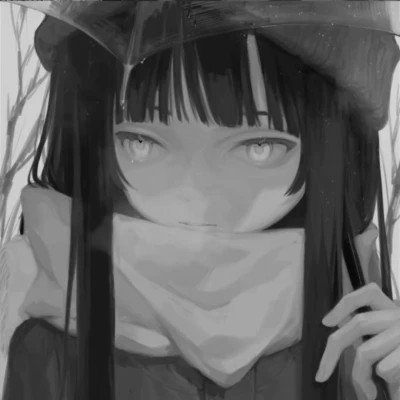 精选黑白动漫女生头像图片(图54)