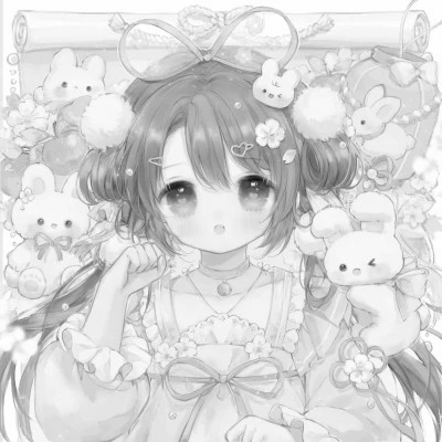 超好看的黑白漫画女生头像图片(图23)