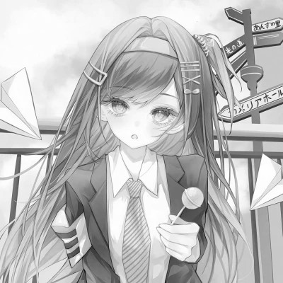 超好看的黑白漫画女生头像图片(图45)