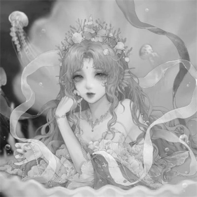 超好看的黑白漫画女生头像图片(图67)