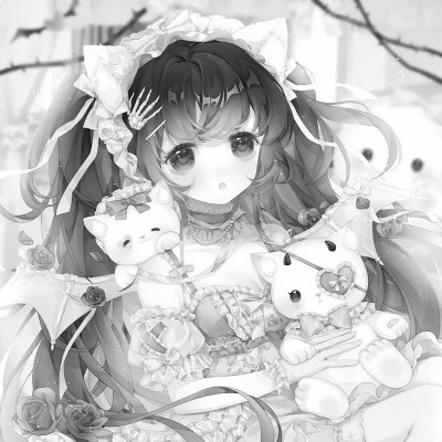 超好看的黑白漫画女生头像图片(图46)